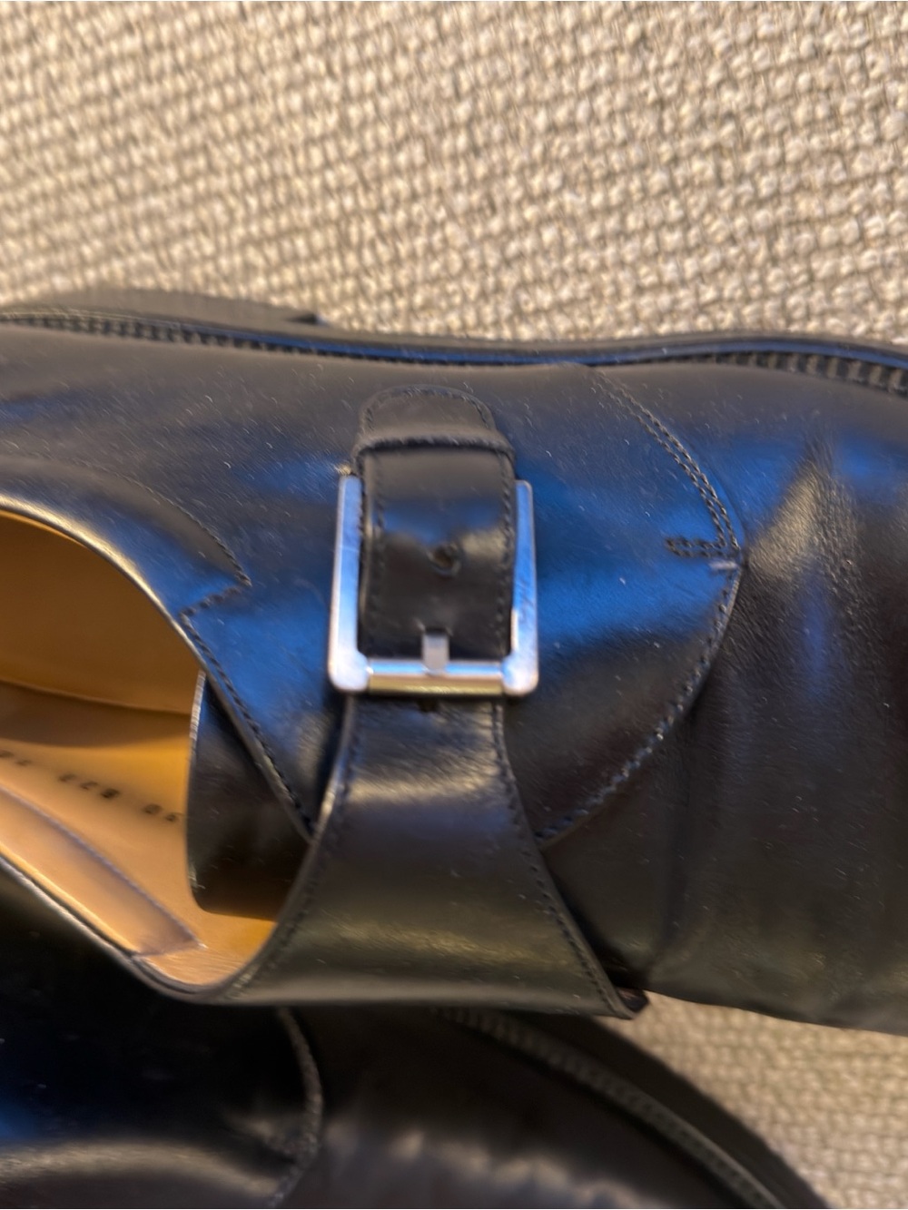 Salvatore Ferragamo Black Leather Single Monk Strap Shoes - Picture 4 of 6
